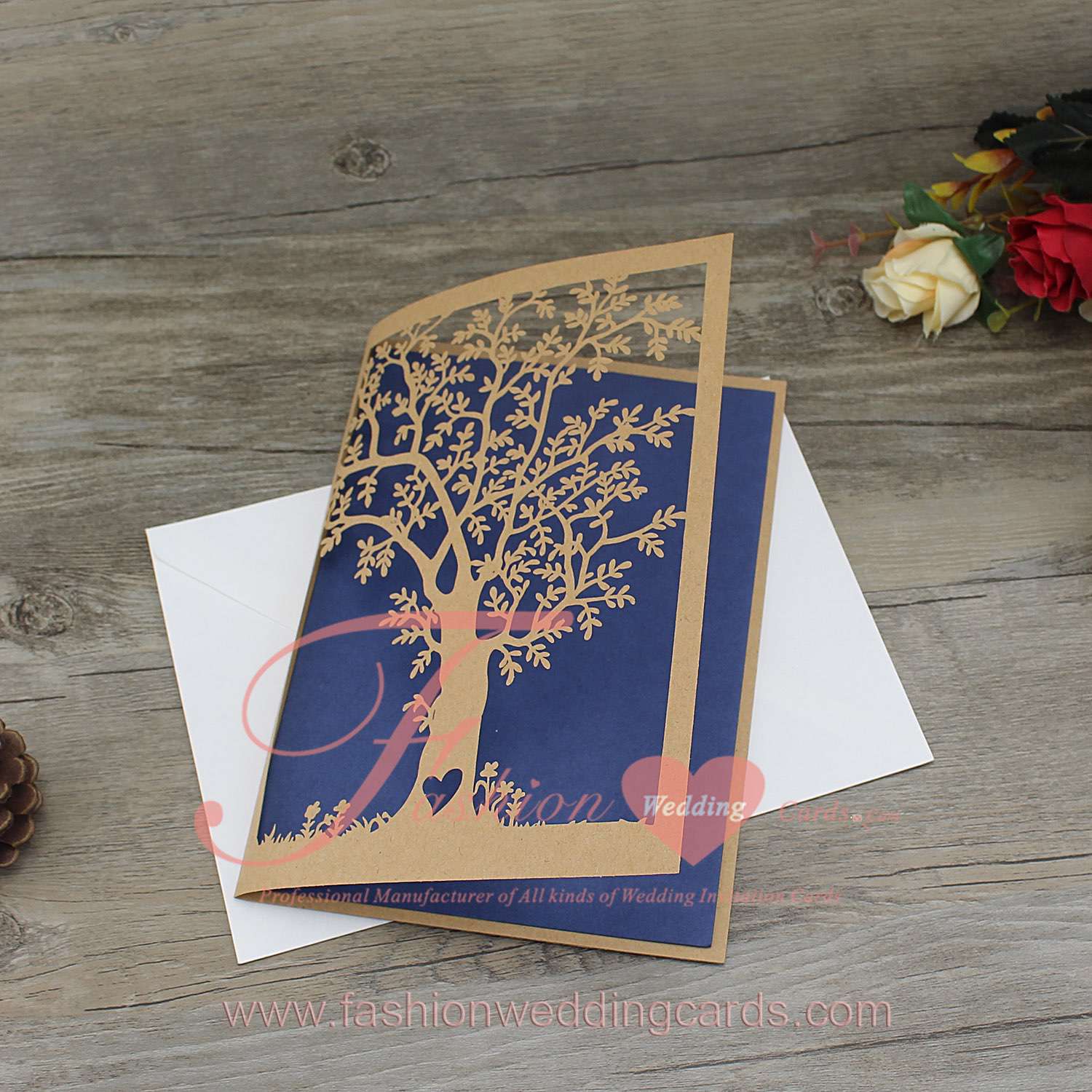 Gold Laser Cut Tree Wedding Invitation Online Australia